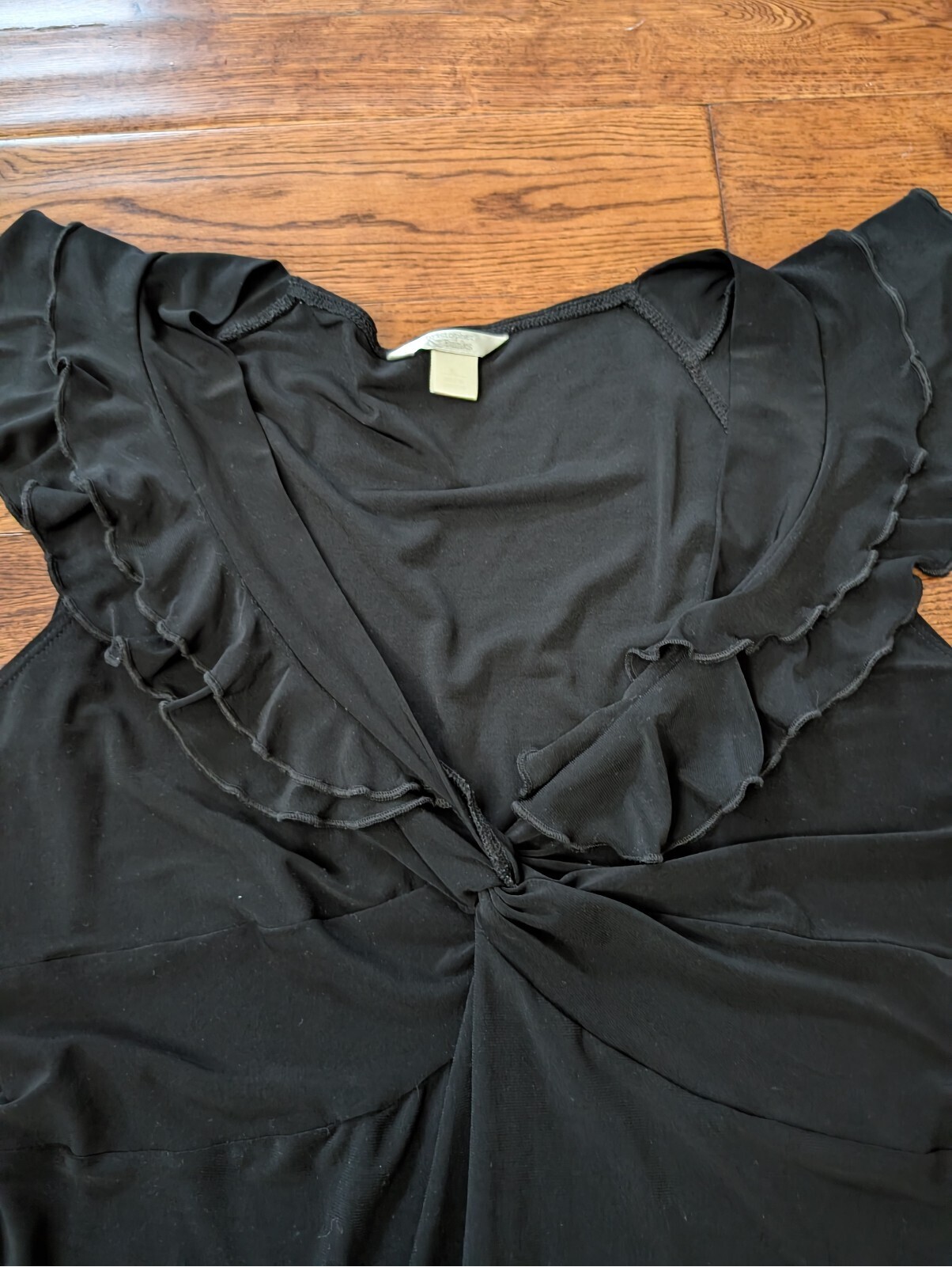Christopher & Banks Polyester Sleeveless Knot Front Black Top Size Xl — image 2 of 6
